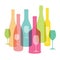 Wine bottle and glass cup flat icon design vector illustration