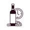 Wine bottle with grapes and clock block line style