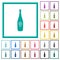 Wine bottle with grapes flat color icons with quadrant frames