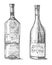 Wine bottle hand drawn engraved old looking vintage illustration