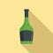 Wine bottle icon flat vector. Glass bottle vine label