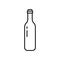 Wine bottle icon. Linear logo of alcohol. Black simple illustration of classic glass packaging for drinks and oil. Contour
