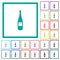 Wine bottle with label flat color icons with quadrant frames