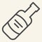 Wine bottle line icon. Alcohol beverage symbol, outline style pictogram on beige background. Merlot or Cabernet