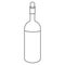 Wine bottle. Sketch. Alcohol in a glass container. Vector illustration. Outline on an isolated white background.