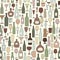 Wine bottle and wine glass seamless pattern. Drink wine background