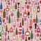 Wine bottle and wine glass seamless pattern. Drink wine party background