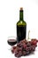 Wine bottle and wineglass with grape