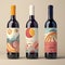 Wine Bottles with Abstract Label Designs, Perfect for Modern Vineyards and Boutique Wine Branding.