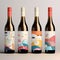 Wine Bottles with Abstract Label Designs, Perfect for Modern Vineyards and Boutique Wine Branding.