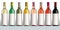 Wine bottles of different colors