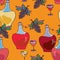 Wine bottles seamless bright pattern