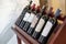 Wine Bottles on a wooden rack