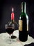 Wine, candle and glass