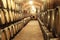 Wine cellar interior with large barrels