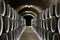 Wine cellar interior with wooden barrels