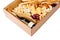 Wine Cheese Carton Box Isolated Delivery Closeup