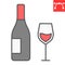 Wine color line icon, thanksgiving and beverage, glass of wine sign vector graphics, editable stroke filled outline icon