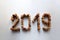 Wine corks 2019 numbers on white background