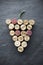 Wine: Corks in grape shape on slate