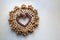 Wine corks heart badge on white background