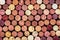 Wine corks Pattern. Various wooden wine corks  as a Background. Food and drink concept