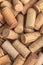 Wine corks Pattern. Various wooden wine corks  as a Background. Top view