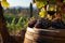 Wine country charm Red wine and aging barrel amidst green vineyards