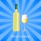 Wine Drinking Poster Bottle of White Wine and Gass