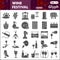 Wine festival solid icon set, Grape cultivation and sale symbols collection or sketches. Winery glyph style signs for