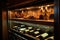 wine fridge interior light illuminating the bottles