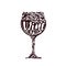 Wine. Glass of alcoholic beverage in a decorative floral ornament. Vector illustration