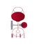 Wine glass with a drink and corkscrew. Icon, vector banner with red grape wine in a wineglass. Graphics for the winery.