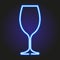 Wine glass glowing blue neon of illustration