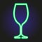 Wine glass glowing green neon of illustration