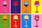 Wine Glass Hand Drawing Vector Illustration Alcoholic Drink. Pop Art Style