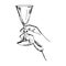 Wine glass in hand linear object