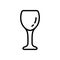 Wine glass icon. Thick linear logo of alcohol. Black simple illustration of goblet for drink, drunkenness. Contour isolated vector