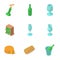Wine glass icons set, isometric style