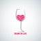 Wine glass love heart concept design background