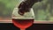 Wine glass man hand window rain drop hd footage