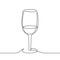 Wine glass outline. Continuous black one line drawing. Vector illustration