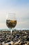 Wine glass on the sea