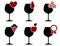 Wine glass set with grape, heart and drop