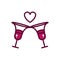 Wine glass toast love romantic celebration drink beverage icon line and filled