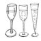Wine glass. Vector sketch, doodle. Champagne glass hand drawn outline doodle icon
