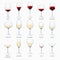 Wine glass vector winery alcohol drink and red beverage wineglass in bar restaurant illustration set of glassware