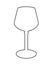 Wine glass - white linear vector illustration for coloring, white silhouette. Empty wine glass - logo or pictogram. Outline.