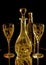 Wine glasses, carafe and bottle of white wine
