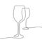 Wine glasses continuous line vector illustration